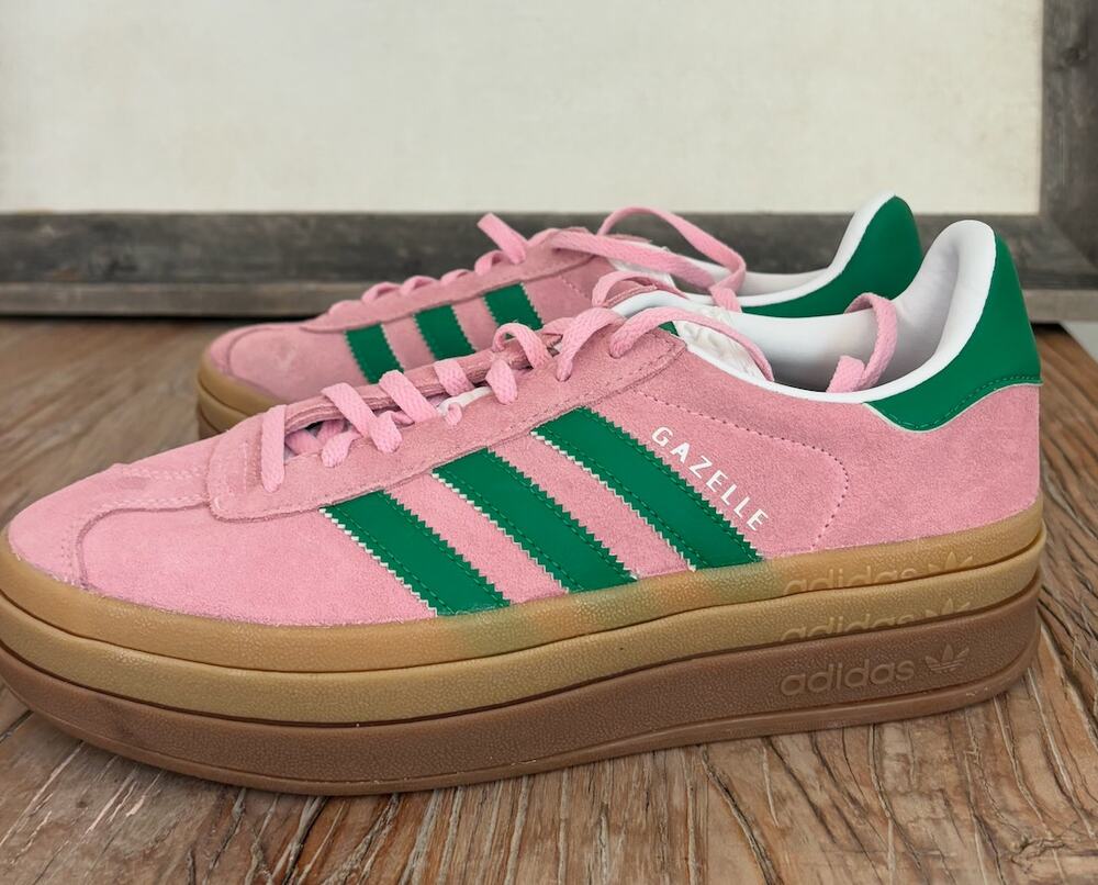 adidas Gazelle Bold Shoes NWOT Size 8 True Pink / Green / Cloud White